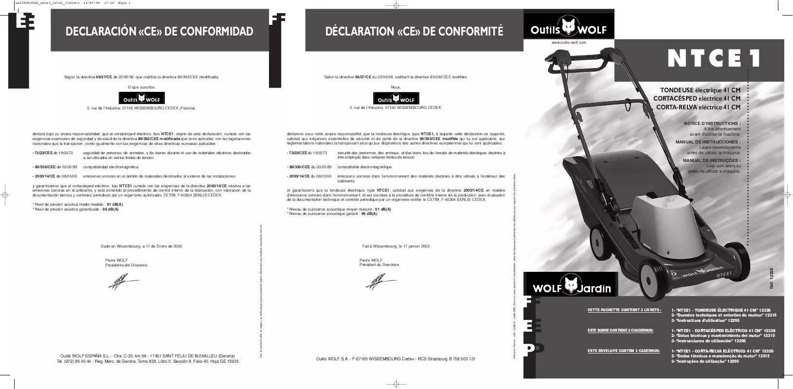 Mode d'emploi WOLF NTCE1