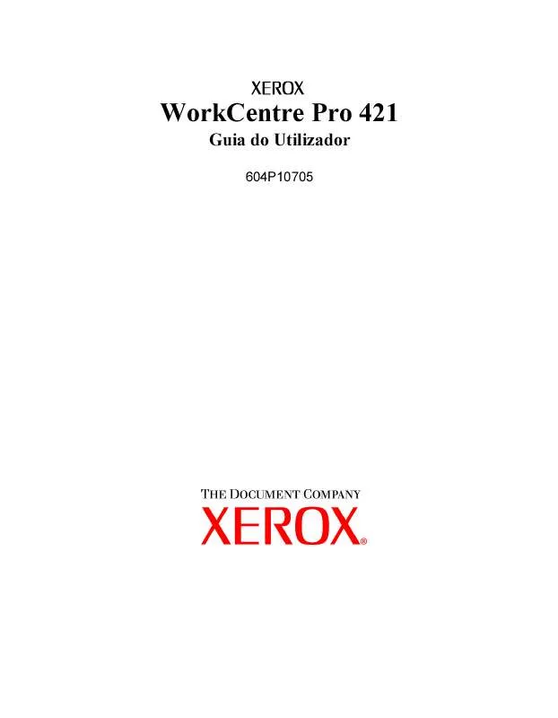 Mode d'emploi XEROX WORKCENTRE PRO 421 COPIER-PRINTER