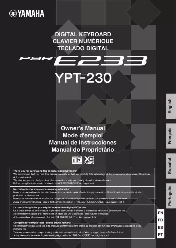 Mode d'emploi YAMAHA PSR-E233