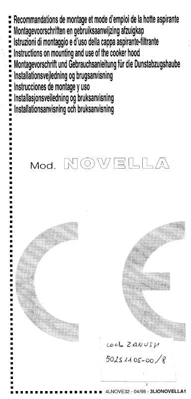 Mode d'emploi ZANKER NOVELLA60/2MX